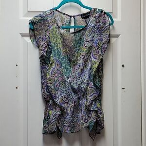 Vibrant Paisley Women's Blouse Sheer XL 15/17 Juniors